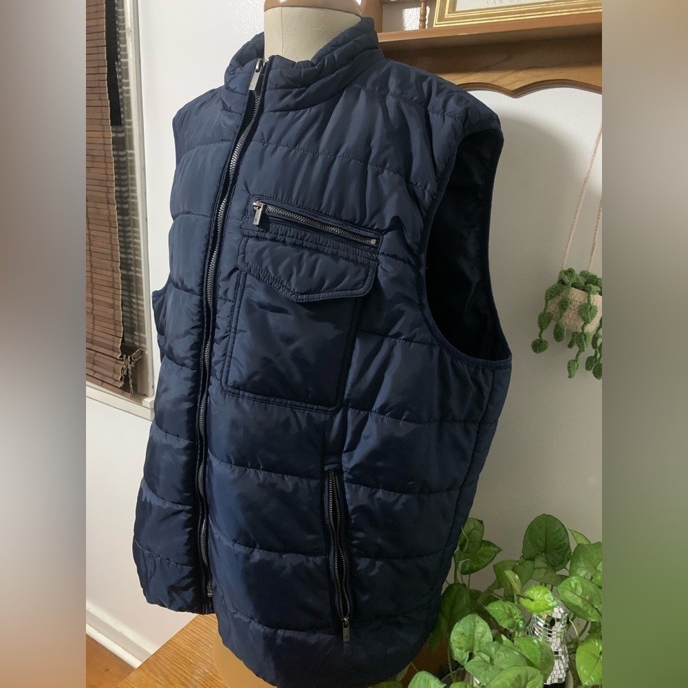 Joseph Abboud Navy Puffer Vest XXL Water Repellent Outdoor Ready Like New - Picture 8 of 16